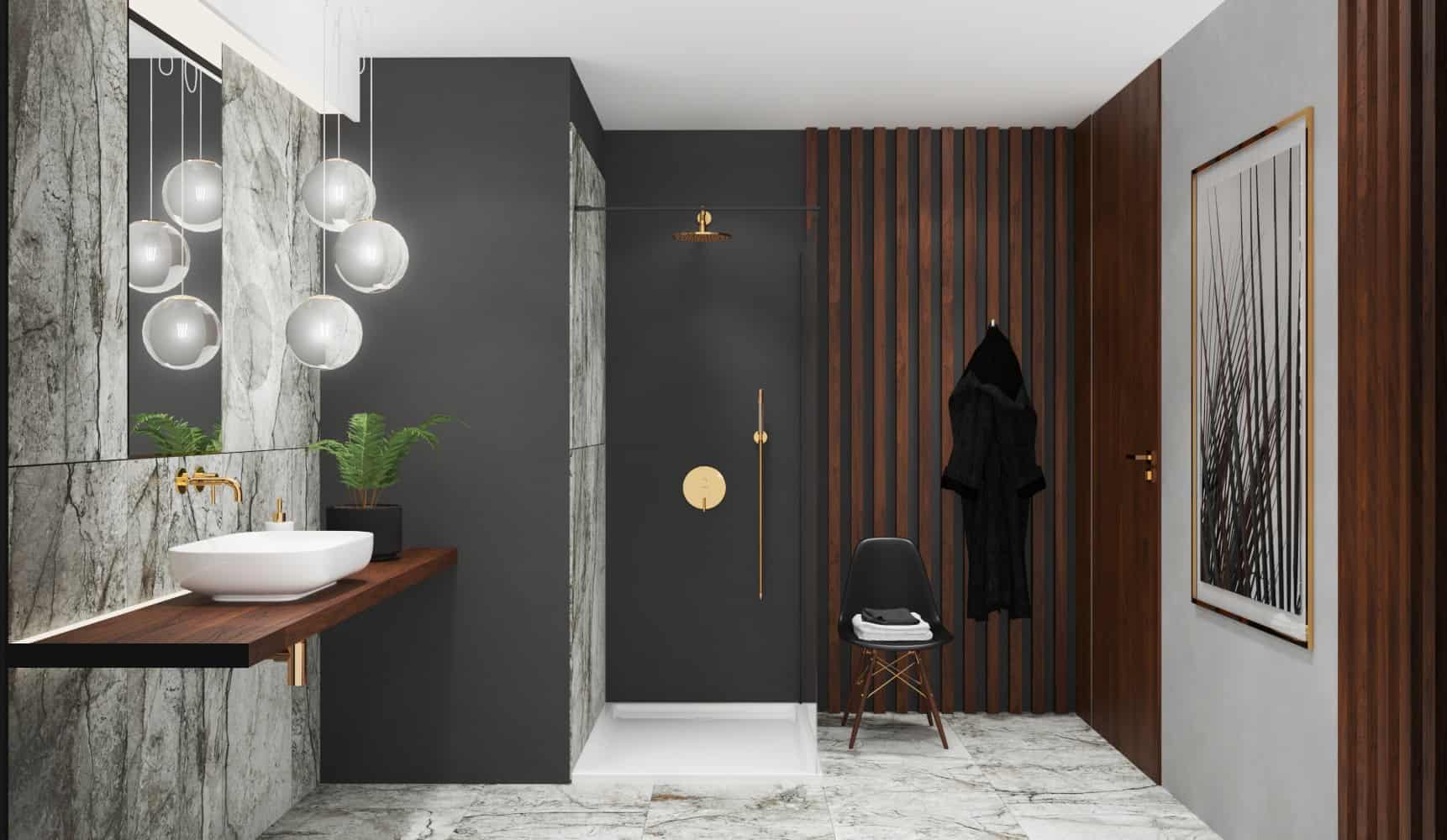 Marble bathroom design shower view