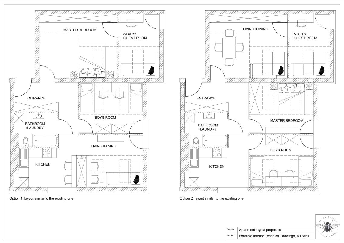 Interior technical drawings apartment1 layouts part1