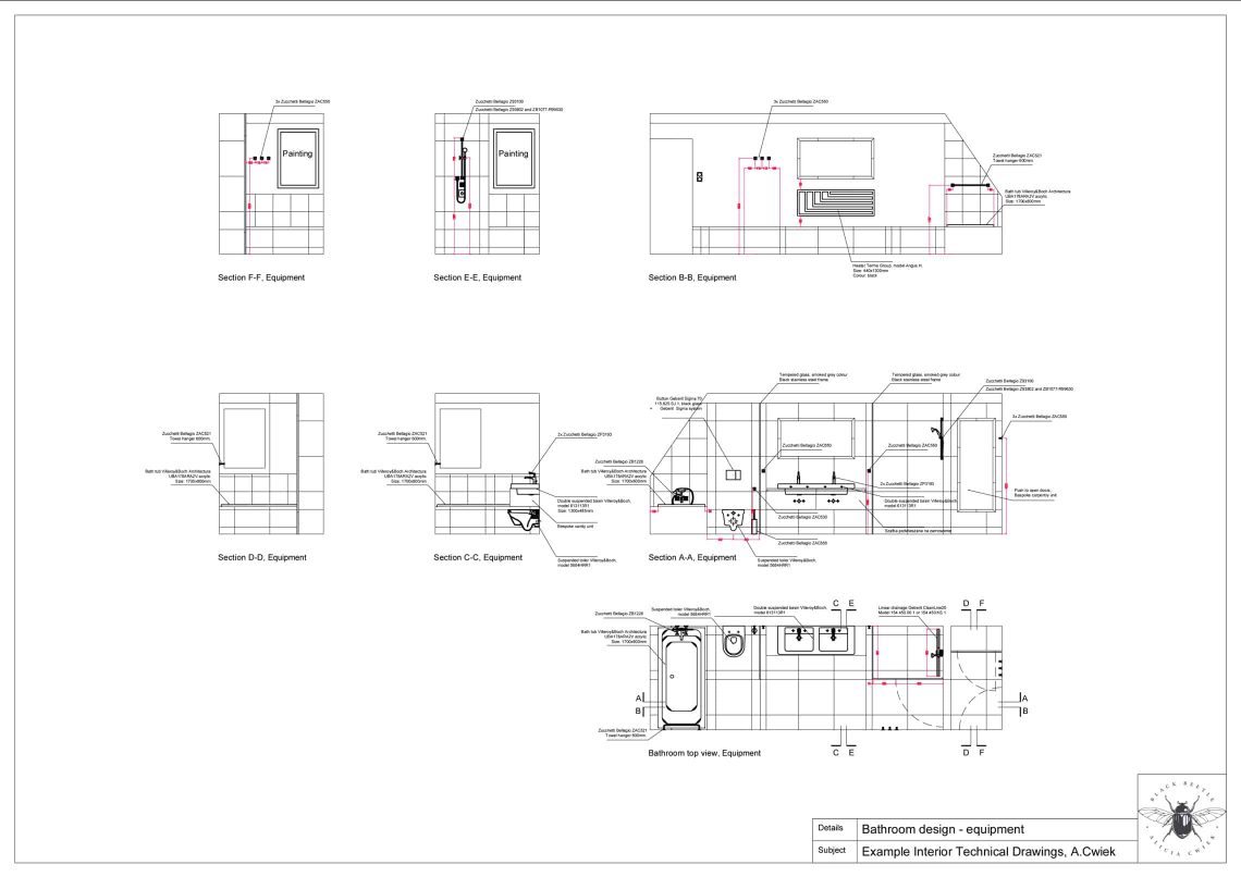 Interior technical drawings apartment3 bathroom equipment